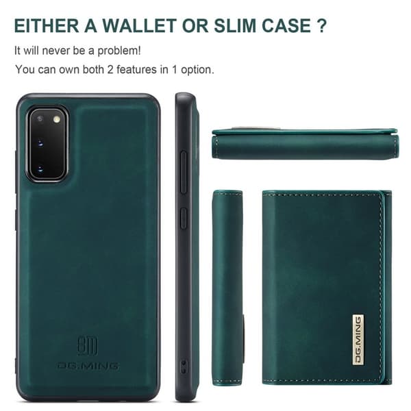 DG.MING 2-in-1 Plånboksfodral med Magnet för Samsung S20 - Grön