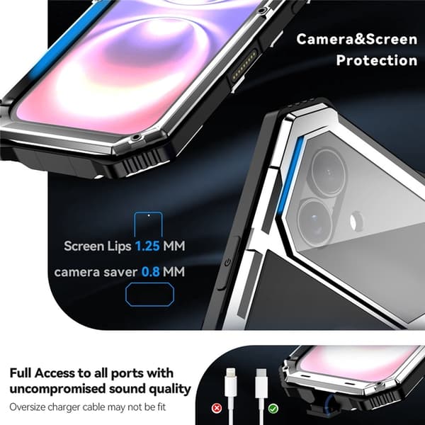 R-JUST Mobilskal till iPhone 17 med Härdat Glas Kickstand - Silver Silver