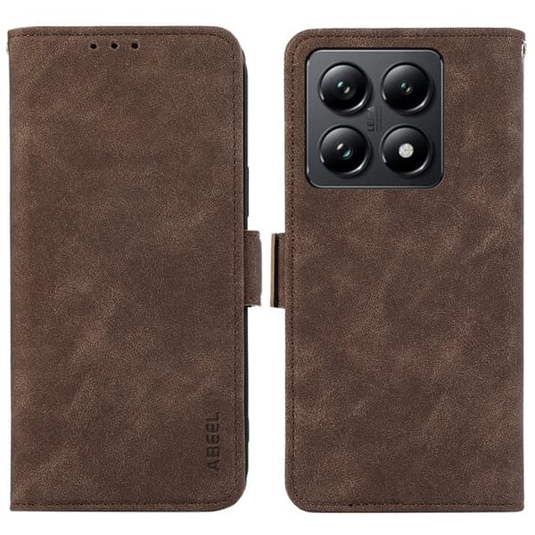 ABEEL Xiaomi 14T Pro Plånboksfodral Konstläder Ställ Brun