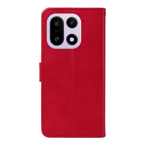 OnePlus 15 5G Plånboksfodral Solid Färg Konstläder Röd