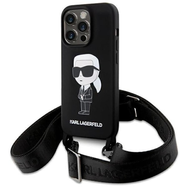 Karl Lagerfeld iPhone 15 Pro Max Mobilskal Crossbody Silikon Svart