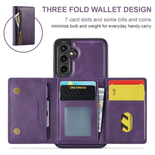 DG.MING Samsung Galaxy S23 FE Konstläder Plånboksfodral Magnetisk Lila