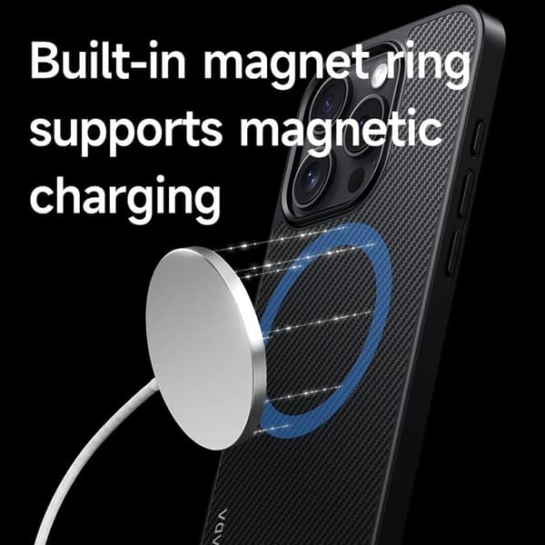 SULADA Mobilskal till iPhone 16 Pro Max MagSafe Metallram PU+TPU Svart