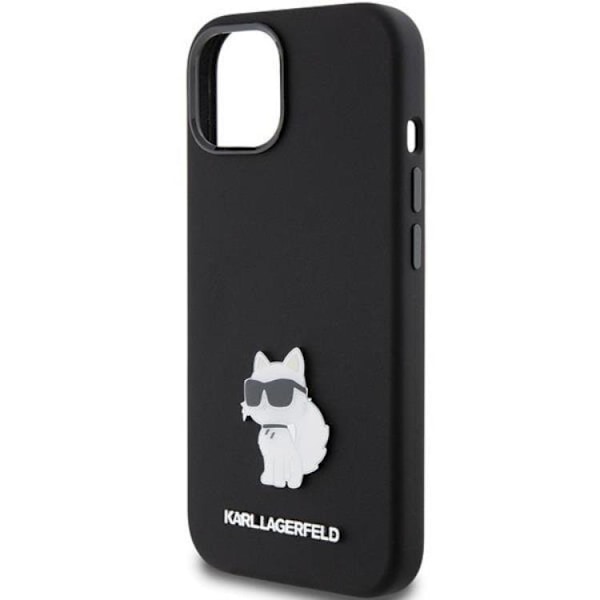 KARL LAGERFELD iPhone 15/14 Plus Mobilskal Silikon Metal Pin Svart