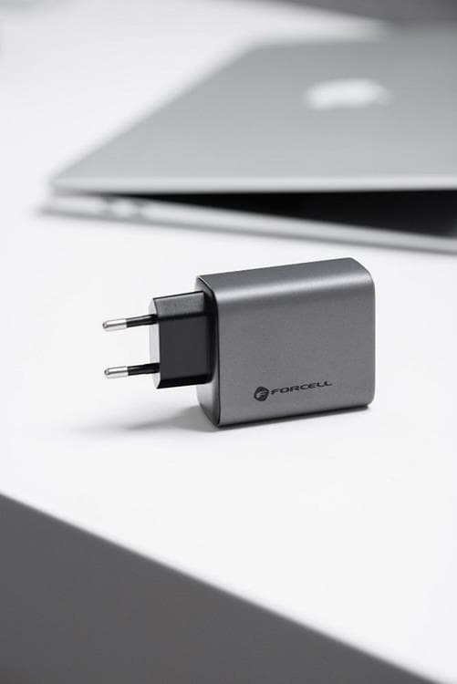 Forcell F-Energy GaN Väggladdare 65W 2xUSB-C 1xUSB-A VT-42B - Grå Grå