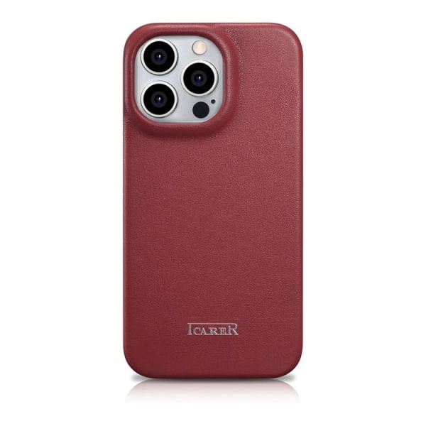 iCarer iPhone 14 Pro Max Pung Taske MagSafe CE Læder - Rød