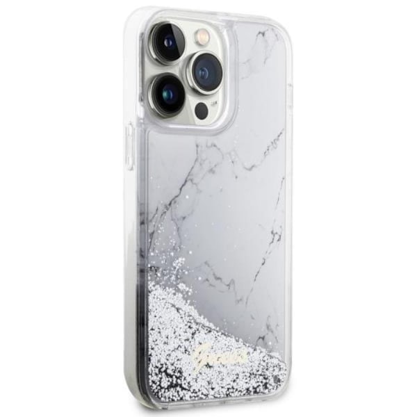Guess Mobilskal till iPhone 14 Pro Max Liquid Glitter Marble - Vit