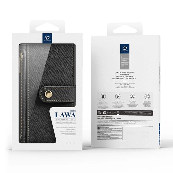 Dux Ducis iPhone 16 Pro Max Pung Taske Lawa Læder - Sort Svart