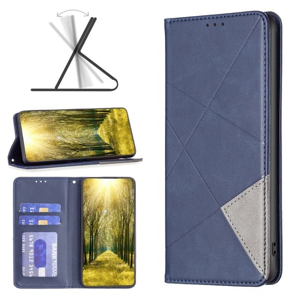 Samsung Galaxy S26 Plus Skal Geometrisk Prägling Äkta Läder - Blå