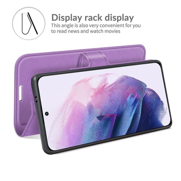 Litchi Magnetisk Etui Galaxy S22 Plus 5G - Lilla Lila