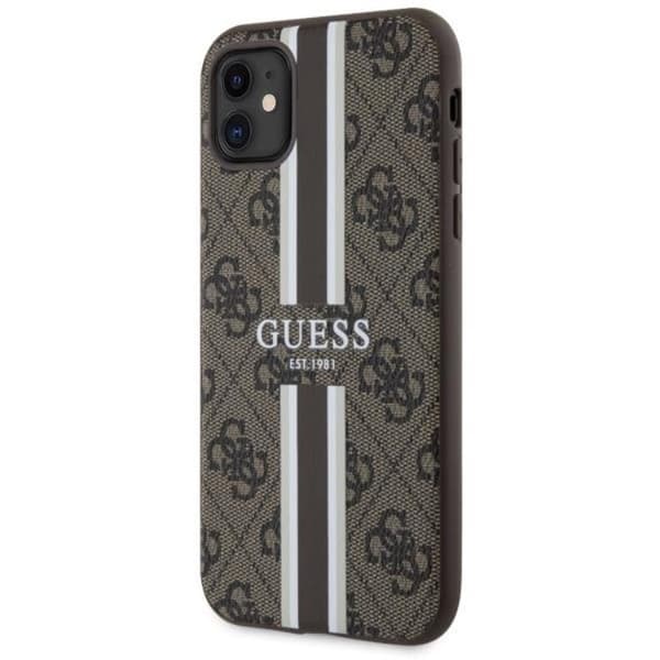 Guess iPhone 11/XR Mobilskal MagSafe 4G Printed Stripes - Ruskea Brun