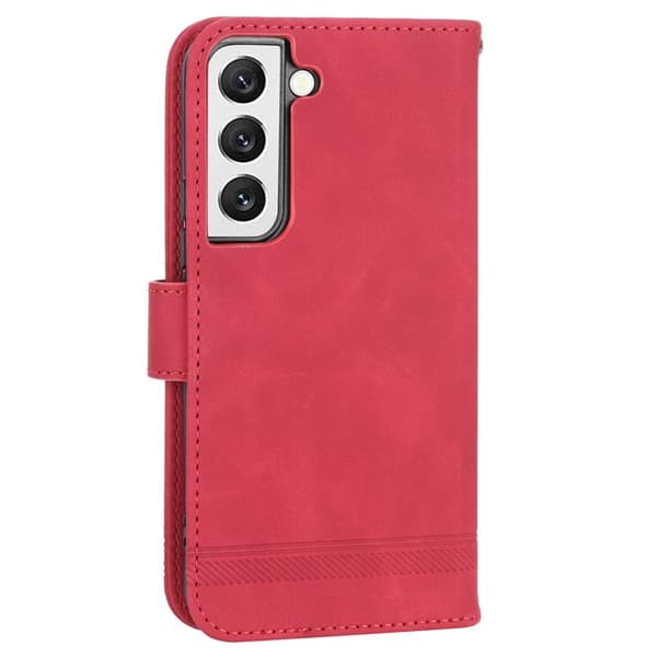 DIERFENG DF-03 Plånboksfodral för Samsung Galaxy S22 5G - Konstläder - Röd