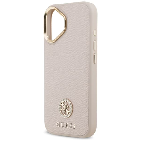 Guess Mobilskal till iPhone 17 Magsafe Grained Strass Logo - Rosa Rosa
