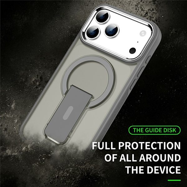 Mobilskal till iPhone 17 Pro Max MagSafe PC+TPU med Kickstand - Grå Grå