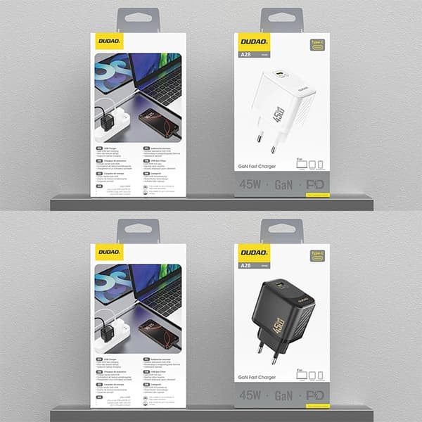 Dudao Snabbladdare 45W USB-C A28 GaN - Vit Vit