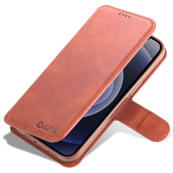 AZNS iPhone 14 Plus Plånboksfodral Konstläder - Ställfunktion - Brun
