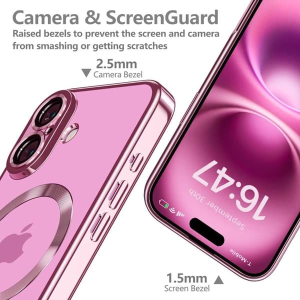 Tech-Protect telefontaske til iPhone 16 Magsafe Magflex - skinnende lyserød Rosa