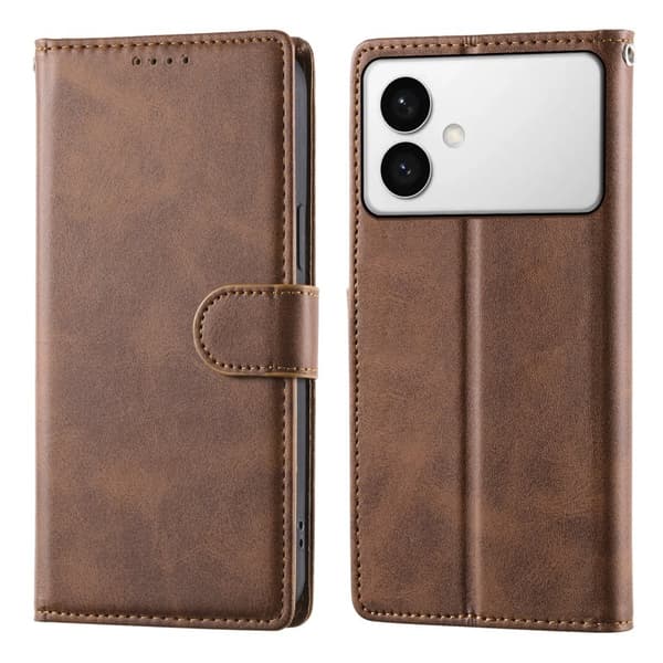 Samsung Galaxy S26 Edge Plånboksfodral Konstläder Flip Skydd - Brun