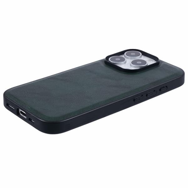 X-LEVEL Bojue-3 Mobilskal till iPhone 16 Pro MagSafe Läder Grön