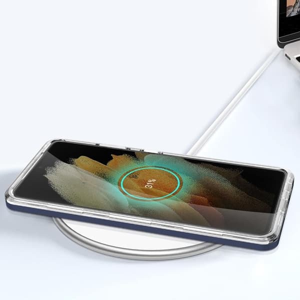 Galaxy S22 Ultra Cover Clear 3in1 - Blå Blå