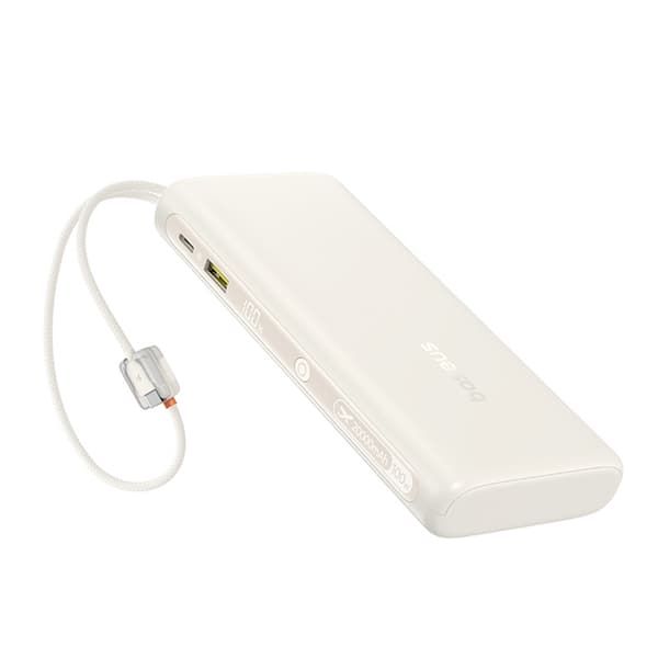 Baseus Powerbank 20000mAh Dual USB-C Kable 100W - Vit Vit