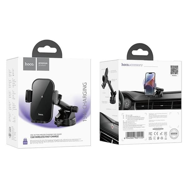 Hoco Bilholder Med 15W Trådløs Opladning HW5 - Sort Black