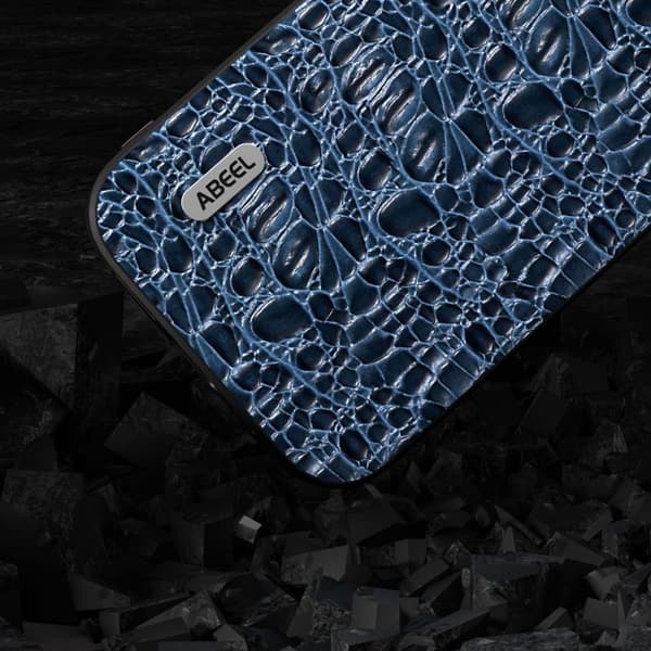 ABEEL Mobilskal till iPhone 15 Slim-Fit Äkta Läder Blå