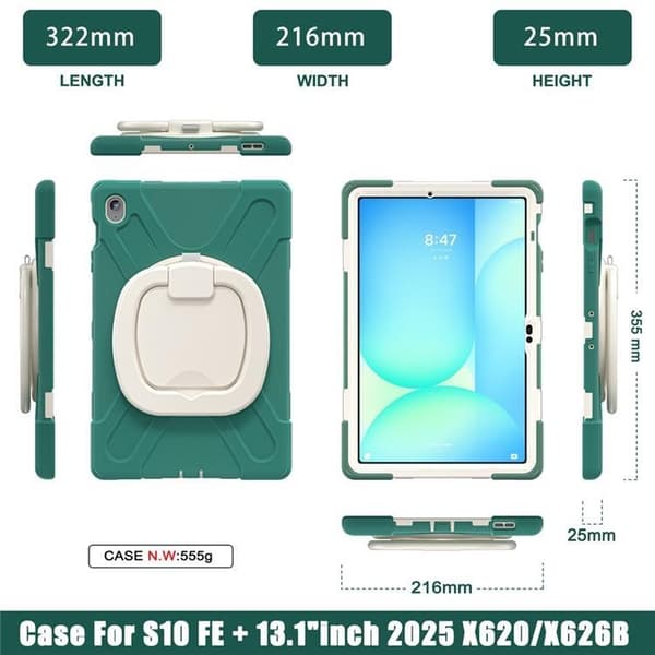 Mobilskal till Galaxy Tab S10 FE Plus Kickstand Handle Grip - Grön Grön