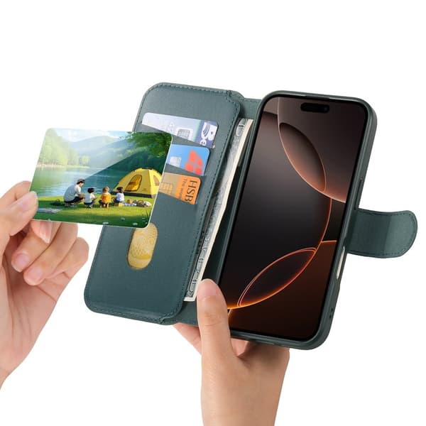 CASENEO iPhone 16 Pro Plånboksfodral Konstläder - Grön