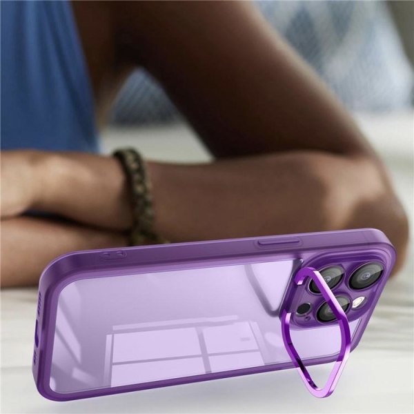 iPhone 15 Plus mobiilisuojus, galvanoitu jalusta - violetti