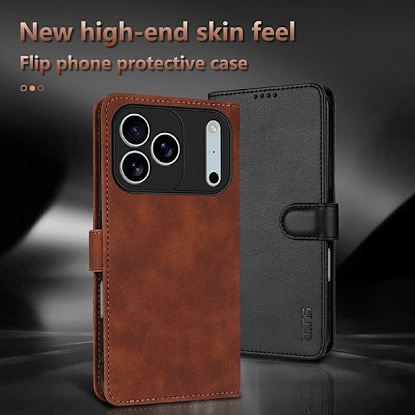 AZNS iPhone 17 Pro Plånboksfodral Konstläder - Blå