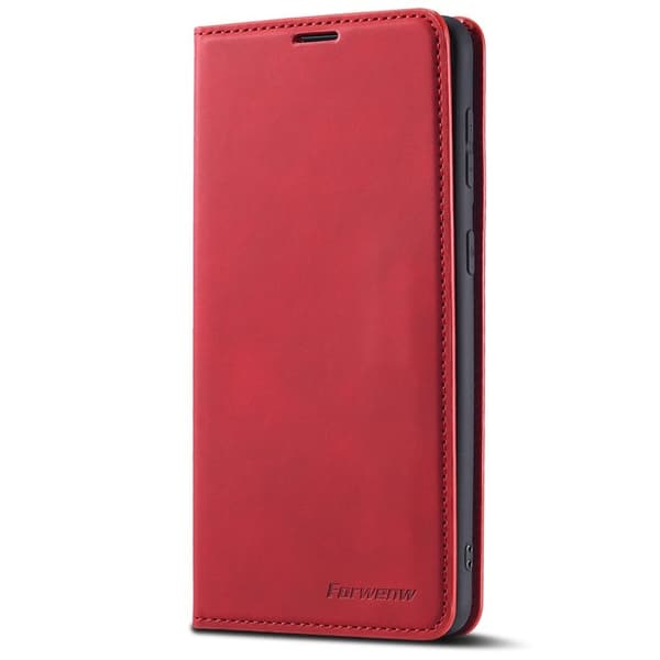 FORWENW Galaxy S22+ Plånboksfodral i Konstläder - Röd