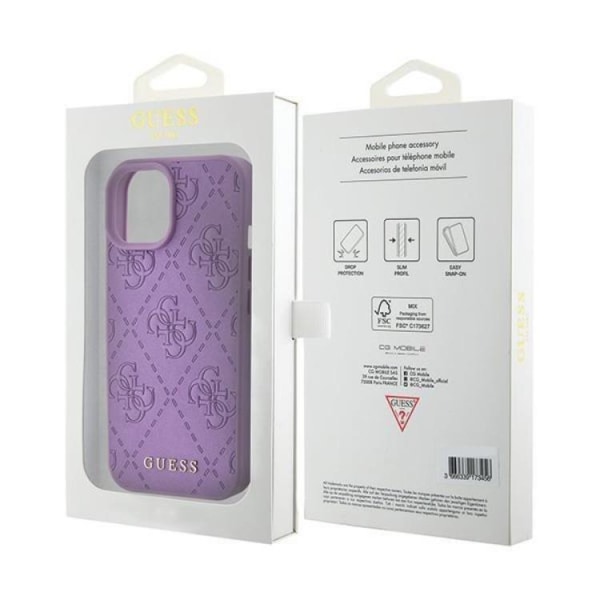 Guess iPhone 15 Mobilcover 4G Stemplet - Lilla