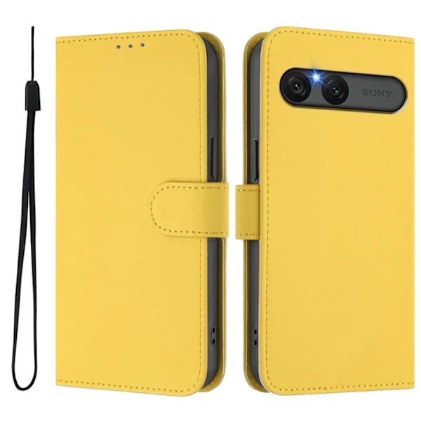 Sony Xperia 10 VII Plånboksfodral Solid Color Konstläder - Lemon Gul