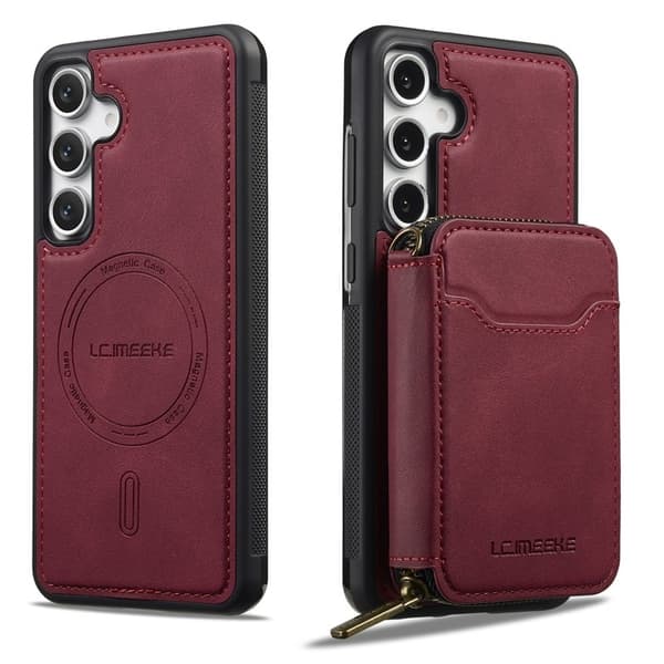 LC.IMEEKE L6 för Samsung Galaxy S25 FE Konstläder Plånboksfodral - Röd