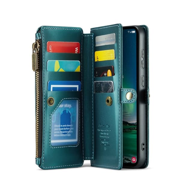 CASEME Plånboksfodral Konstläder för Samsung Galaxy S24 FE - Grön