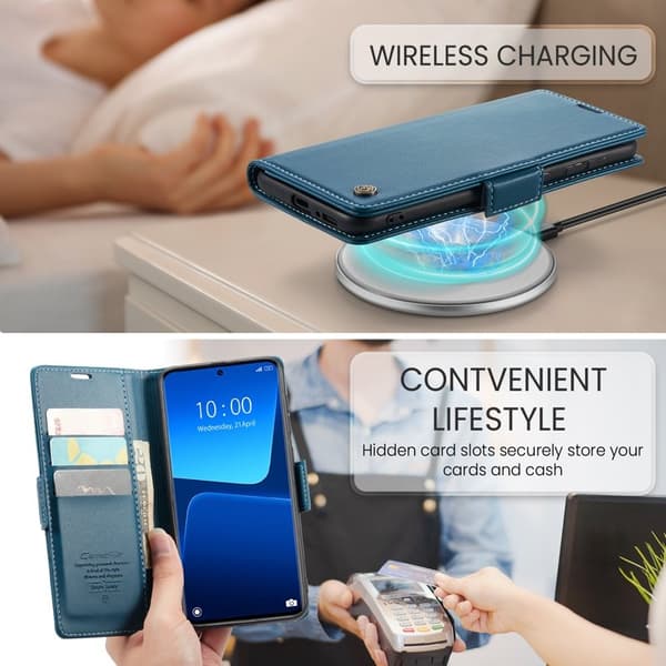 CASEME Xiaomi 13 Pro 5G Plånboksfodral Konstläder RFID-Skydd Blå