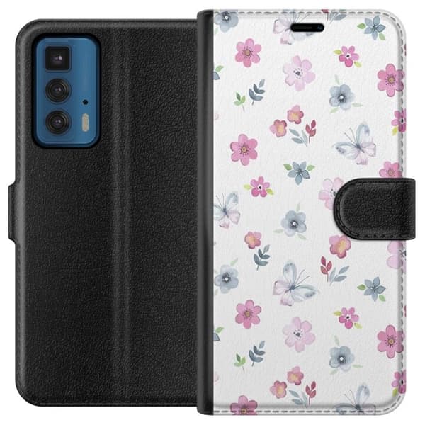 Motorola Edge 20 Pro tegnebog med blomster og sommerfugle
