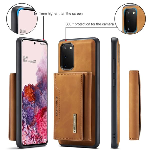 DG.MING Konstläder Plånboksfodral för Samsung Galaxy S20 5G - Brun