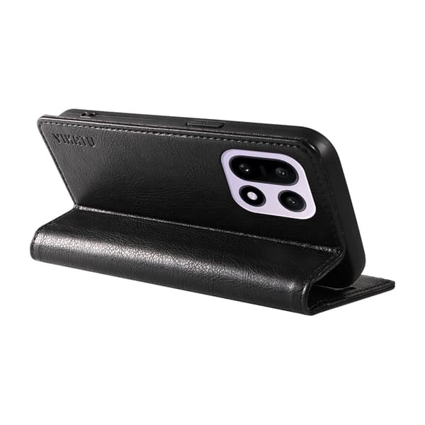 YIKATU OnePlus 15 Plånboksfodral Litchi Closure Konstläder Svart