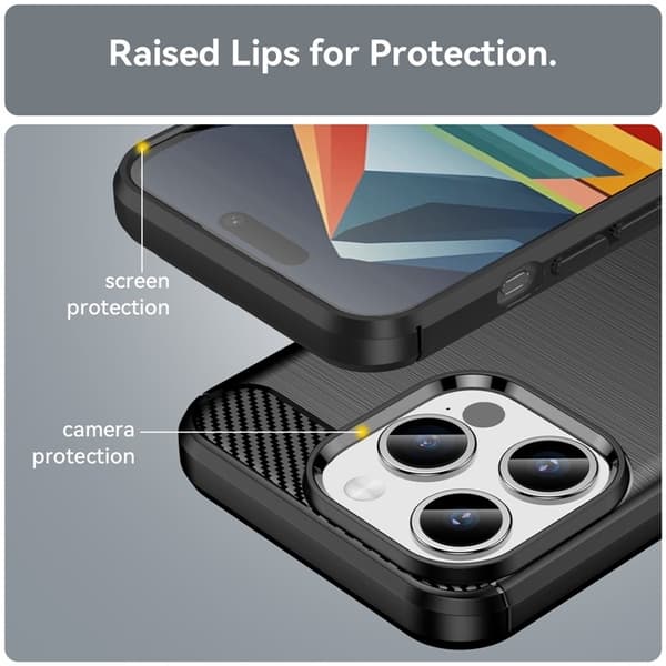 iPhone 15 Pro Max -puhelinkotelo hiilikuituharjattu - musta Black
