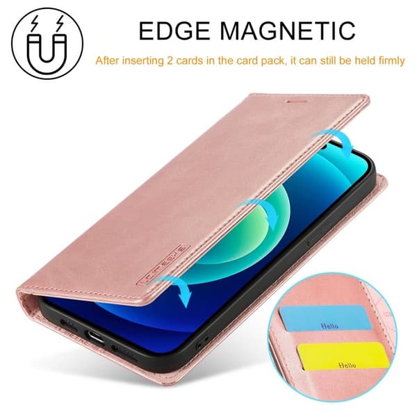 LC.IMEEKE iPhone 15 Pro Max Plånboksfodral Konstläder - Roséguld