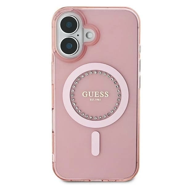 Guess Mobilskal till iPhone 16 MagSafe IML Rhinestones - Rosa Rosa