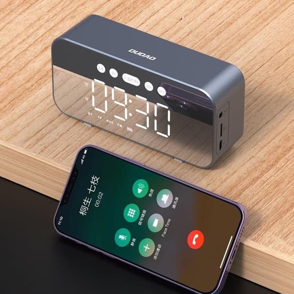 Dudao Högtalare Och Klocka Bluetooth 1200mAh - Silver Silver