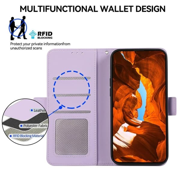 ABEEL Samsung Galaxy S23+ Plånboksfodral Soft Konstläder RFID Lila
