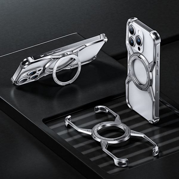 Mobilskal till iPhone 16 Pro Bumper Frameless Kickstand - Grå Grå