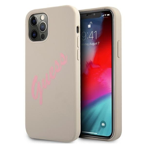Guess Skal iPhone 12 & 12 Pro Silikon Vintage - Rosa/Grå Pink