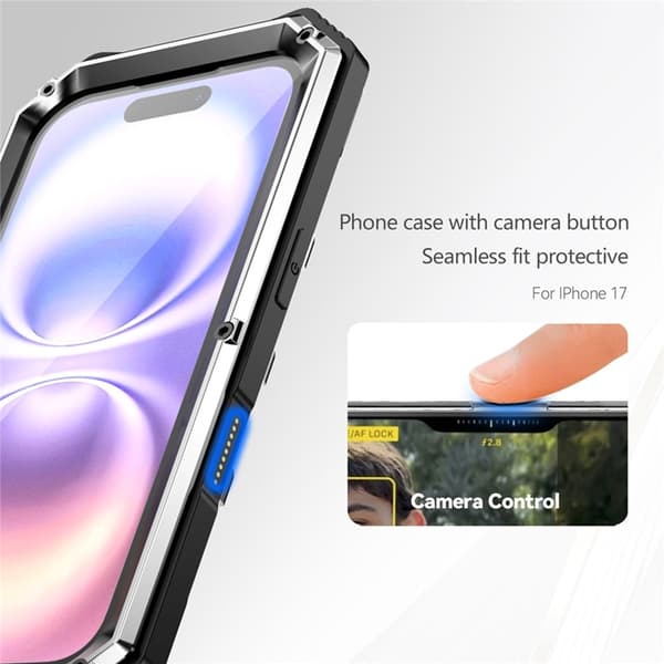 R-JUST Mobilskal till iPhone 17 med Härdat Glas Kickstand - Silver Silver