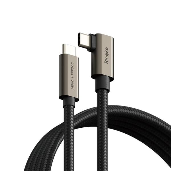 Ringke USB 3.2 Gen 2x2 Type-C 90 Degree Kabel PD 240W 200cm Svart
