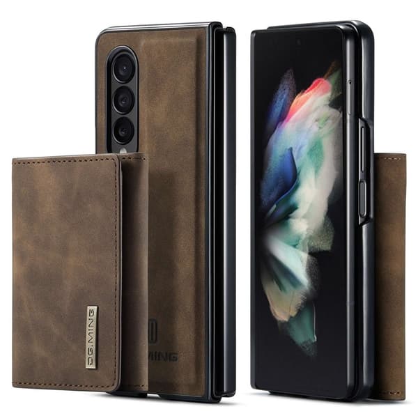 DG.MING Konstläder Plånboksfodral för Samsung Galaxy Z Fold3 5G - Brun